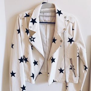 Le Lis White Starred Leather Jacket (Worn Once)